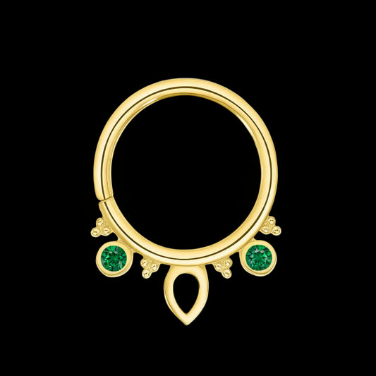 "Lillian" Green CZ YG Seamring
