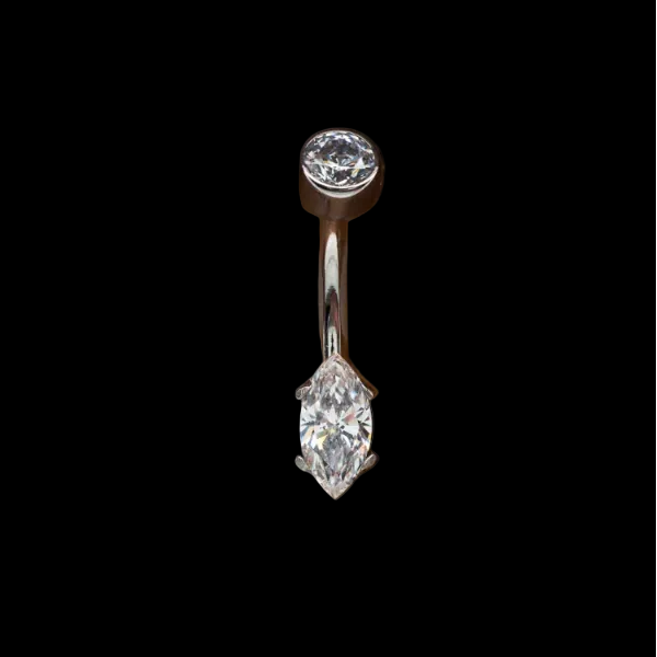 CZ Marquise Navel Curve Ti.