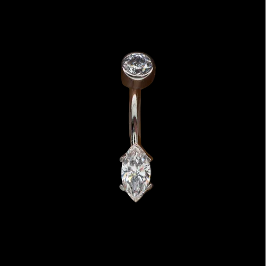 CZ Marquise Navel Curve Ti.