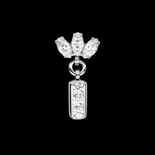 CZ Marquise Fan Channel Dangle Ti.