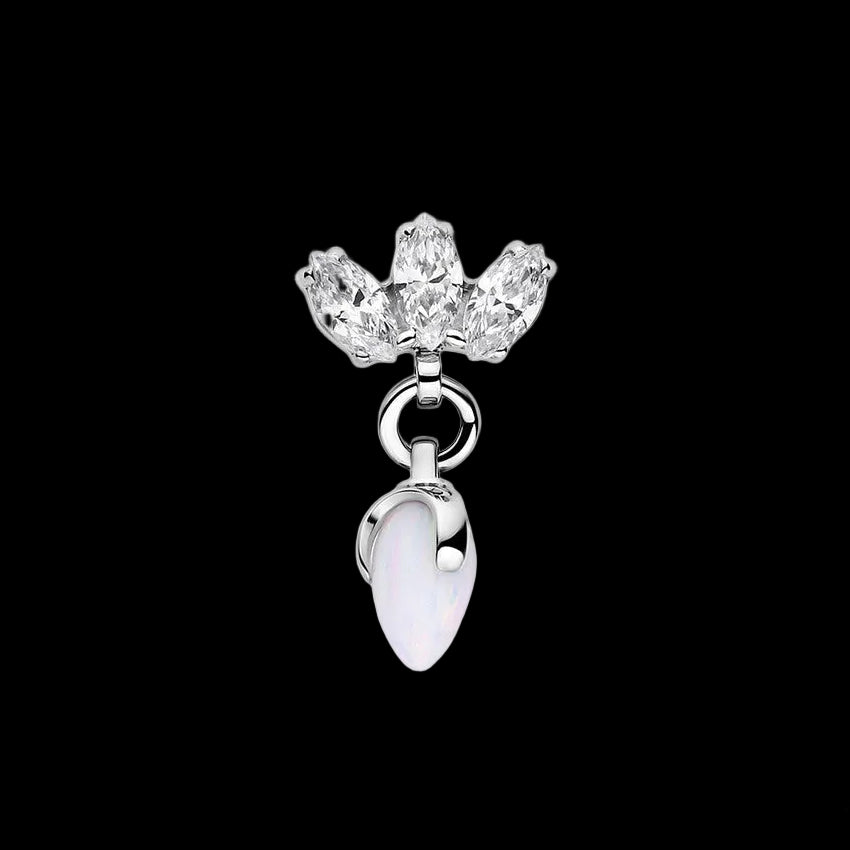 CZ/White Opal Marquise Fan/Dragon Egg Dangle Ti.