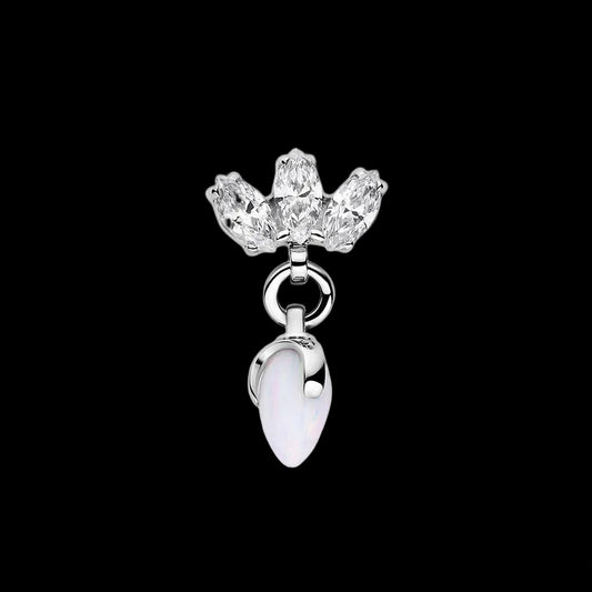 CZ/White Opal Marquise Fan/Dragon Egg Dangle Ti.