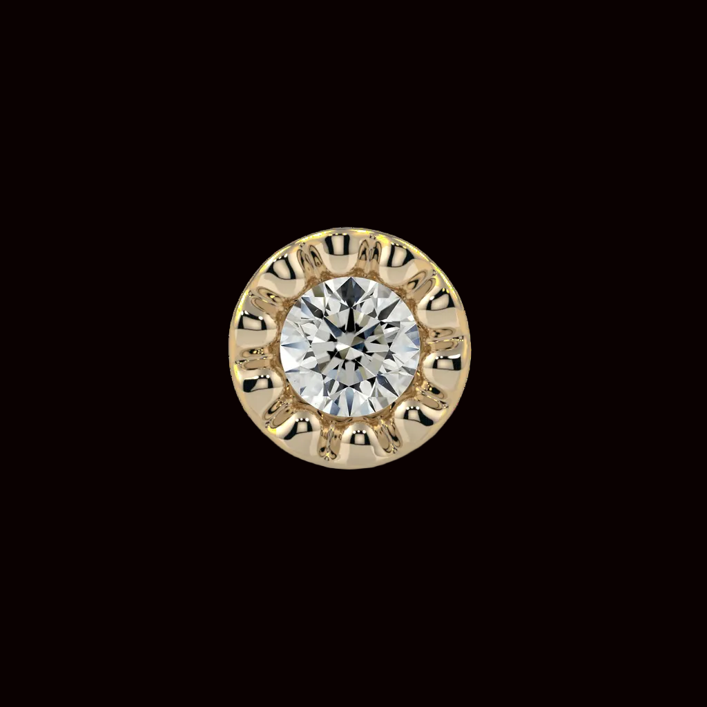 2m Genuine Diamond Milgrain Bezel 14k YG