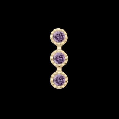 "Milgrain Triple Cluster" Amethyst CZ YG