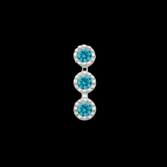 "Milgrain Triple Cluster" Blue Topaz CZ WG