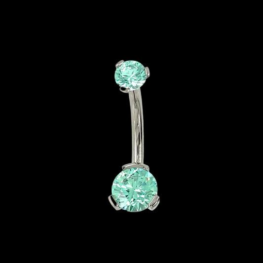 Double Mint Prong Navel Curve Ti.