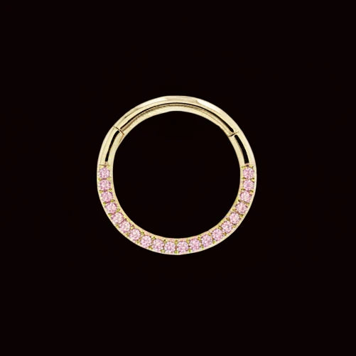 Genuine Pink Sapphire Pave Clicker YG