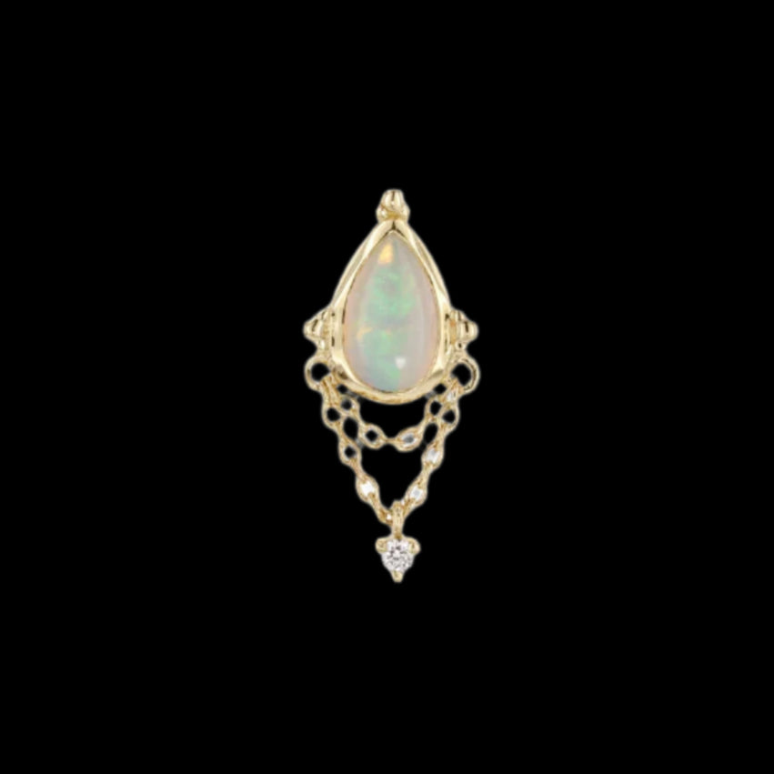 "Moondance" Genuine Opal/Diamond YG