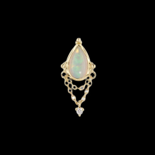 "Moondance" Genuine Opal/Diamond YG