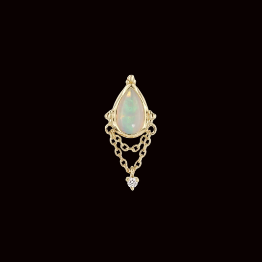 "Moondance" Genuine Opal/Diamond 14k YG