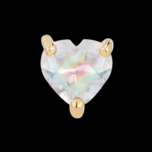 "Heart" Genuine Moonstone Prong YG