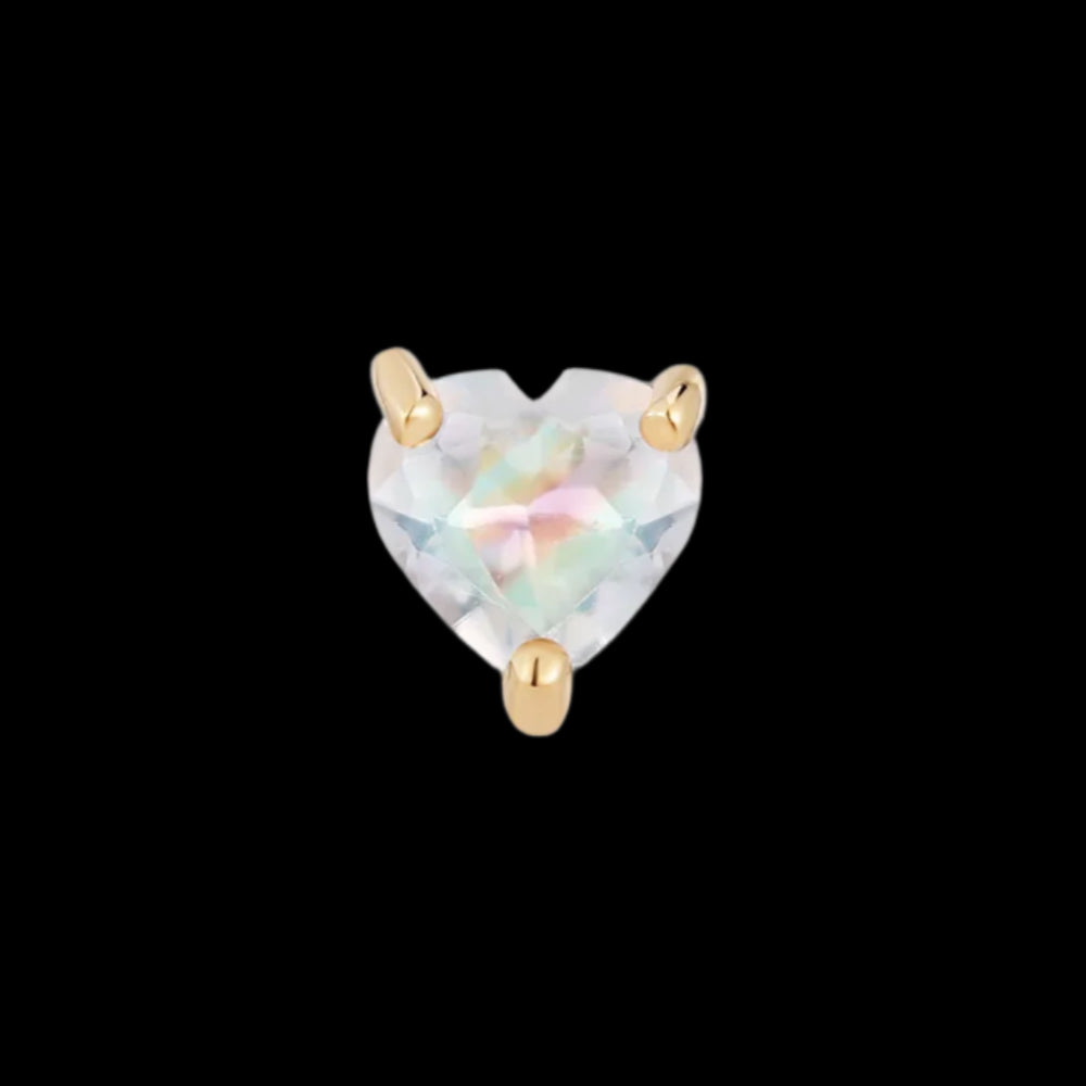 "Heart" Rainbow Moonstone Prong YG