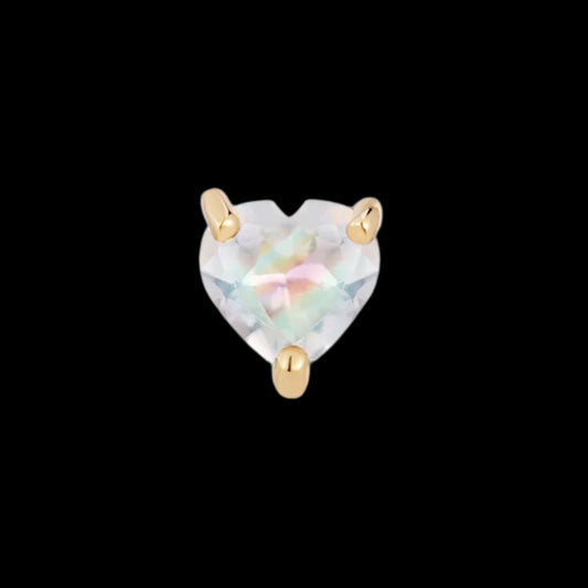 "Heart" Rainbow Moonstone Prong YG