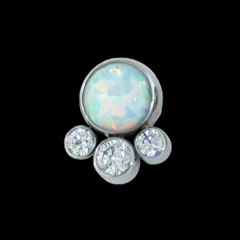 White Opal/CZ Cluster Ti.
