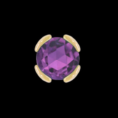 "Peek-a-Boo" Genuine Amethyst Rose Cut Bezel YG
