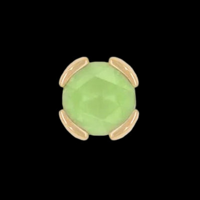 "Peek-a-Boo" Sandblasted Peridot Rose Cut Bezel YG
