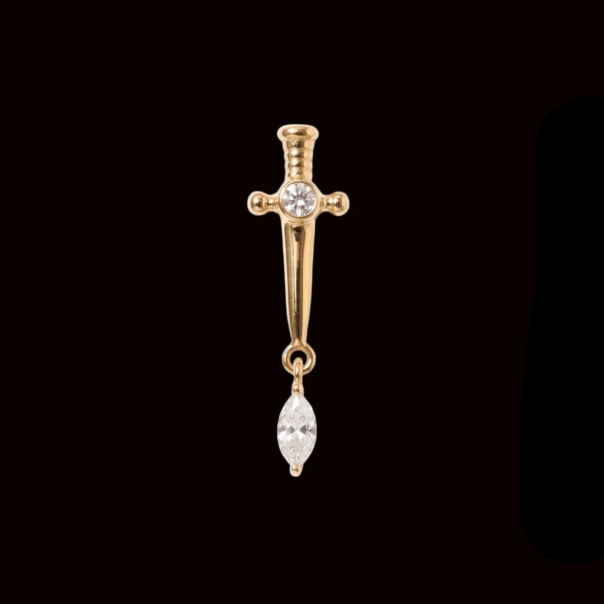 "Penny Dangle" CZ 14k YG