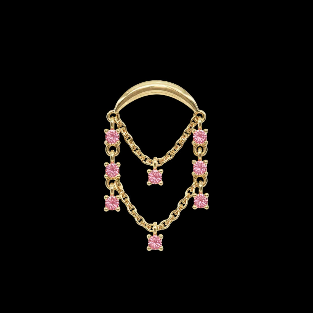 "Chandelier" Genuine Pink Tourmaline YG
