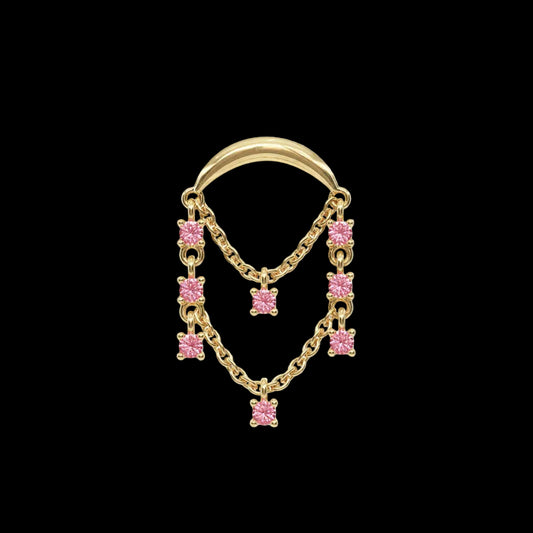 "Chandelier" Genuine Pink Tourmaline YG