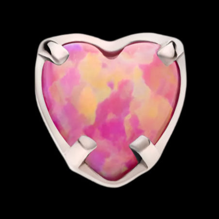 Pink Opal Heart 16g Threaded Top Ti