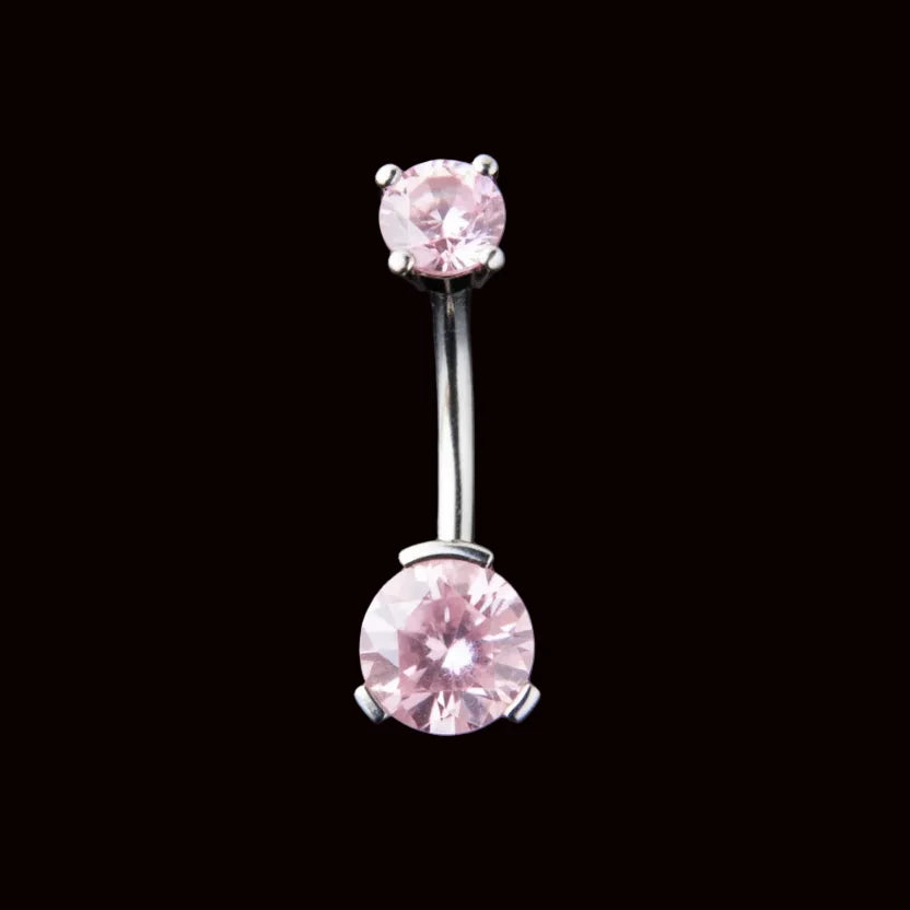 Double Pink Prong Navel Curve Ti.