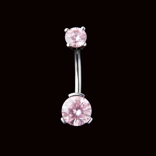 Double Pink Prong Navel Curve Ti.