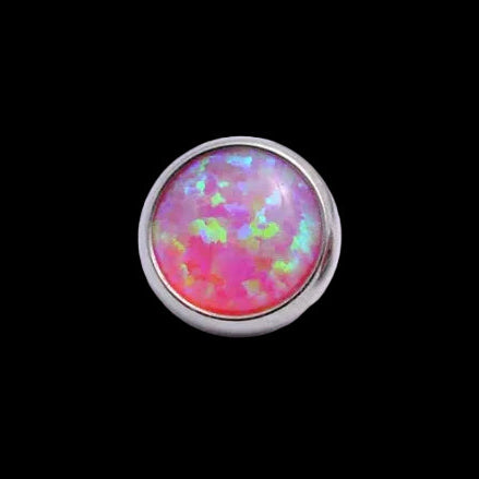 6m Pink Opal Cabochon 14g Threaded Top Ti.