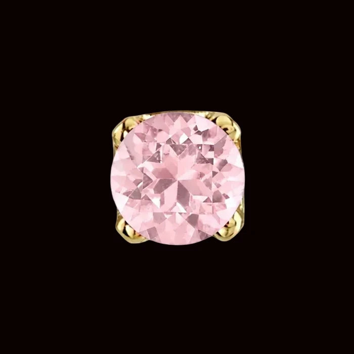2.5m Pink Tourmaline CZ Prong YG