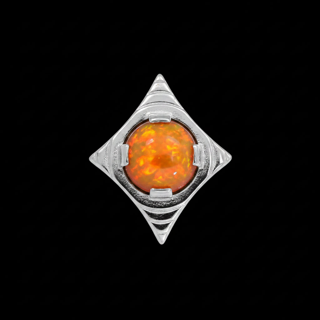 "Rhombus Cabochon" Orange Opal Ti.