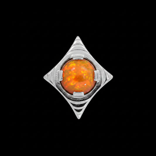 "Rhombus Cabochon" Orange Opal Ti.
