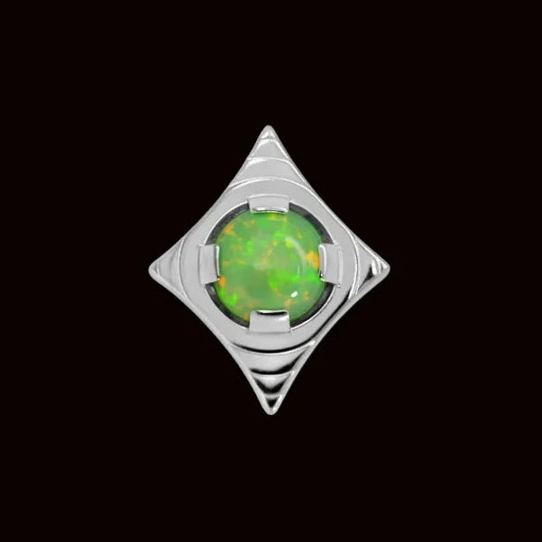 "Rhombus Cabochon" Lime Green Opal Ti.