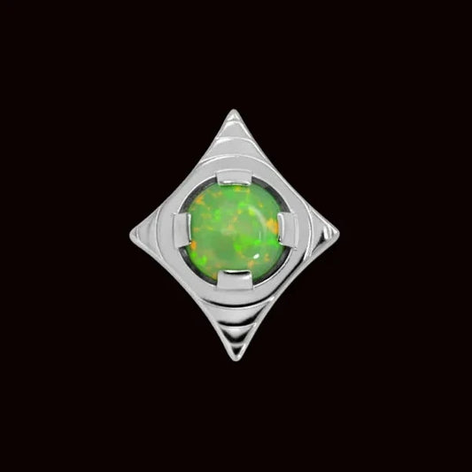 "Rhombus Cabochon" Lime Green Opal Ti.