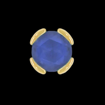 "Peek-a-Boo" Genuine Sandblasted London Blue Topaz Rose Cut Bezel YG