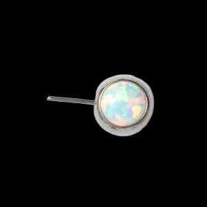 White Opal Cabochon Side Set Ti.