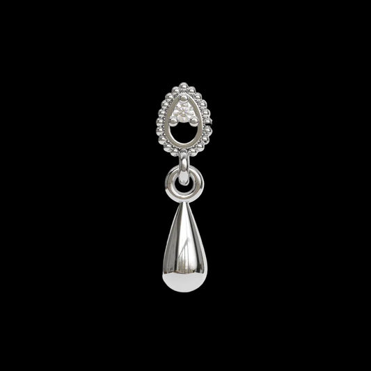 Beaded Teardrop Dangle Genuine Diamond WG