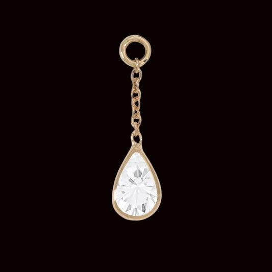 Teardrop Moissanite Charm 14k YG