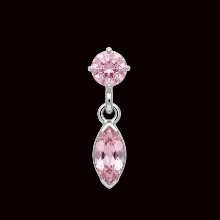 "Tiffany Marquise Dangle" Pink CZ Ti.