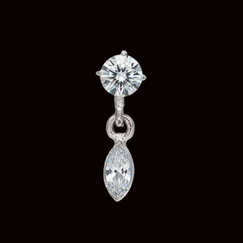"Tiffany Marquise Dangle" CZ Ti.
