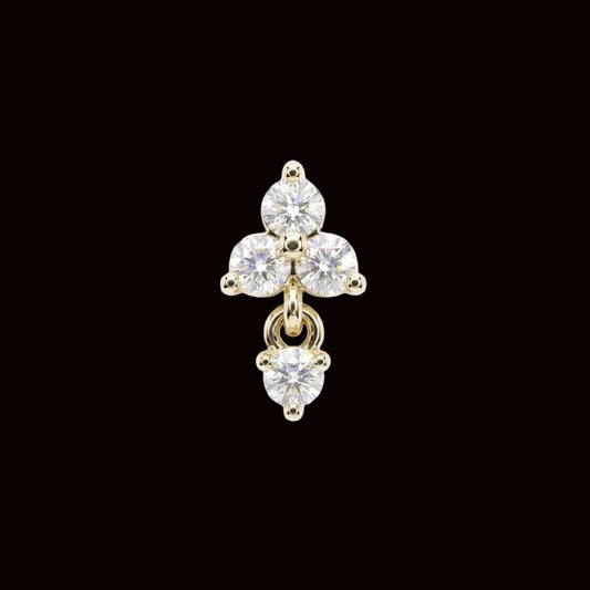 "Trinity Dangle" CZ 14k YG