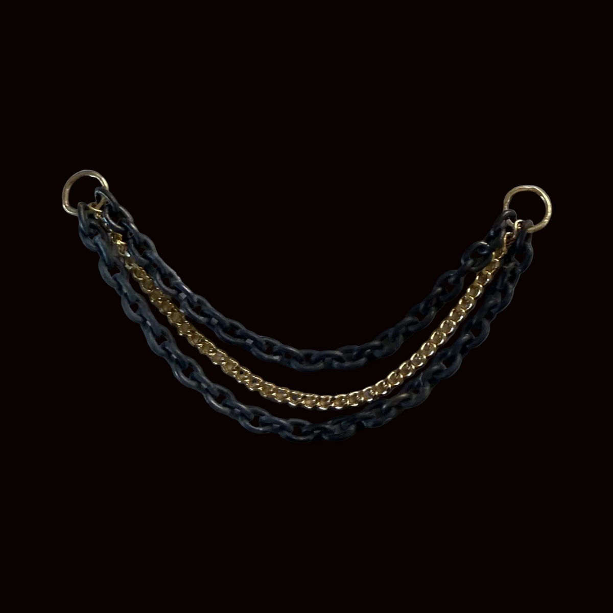 Triple Mixed Metal Chain 30mm 14k YG/Matte Black Nio.