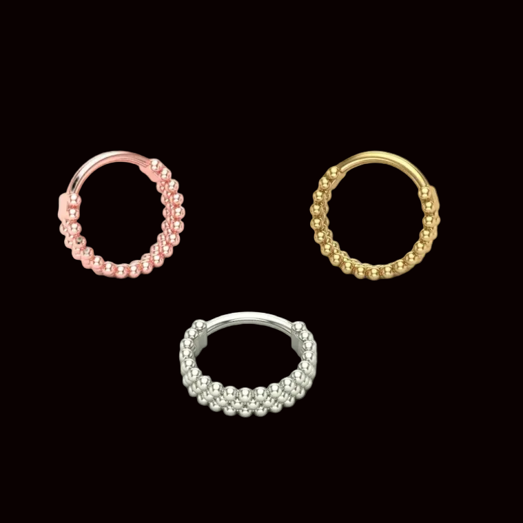 "Triple Row Beaded Clicker" 16g 11/32 14k WG