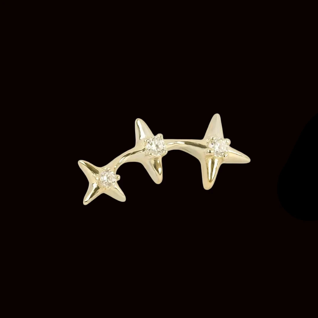 "Triple Star Cluster" CZ 14k YG