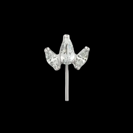 CZ Vertical/Side Set Marquise Fan Ti.