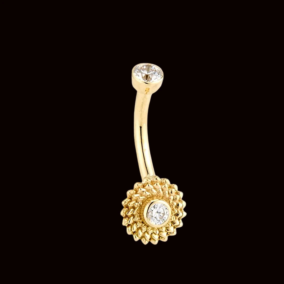 "Vortex" CZ 16g 5/16 Threaded Curve 14k YG