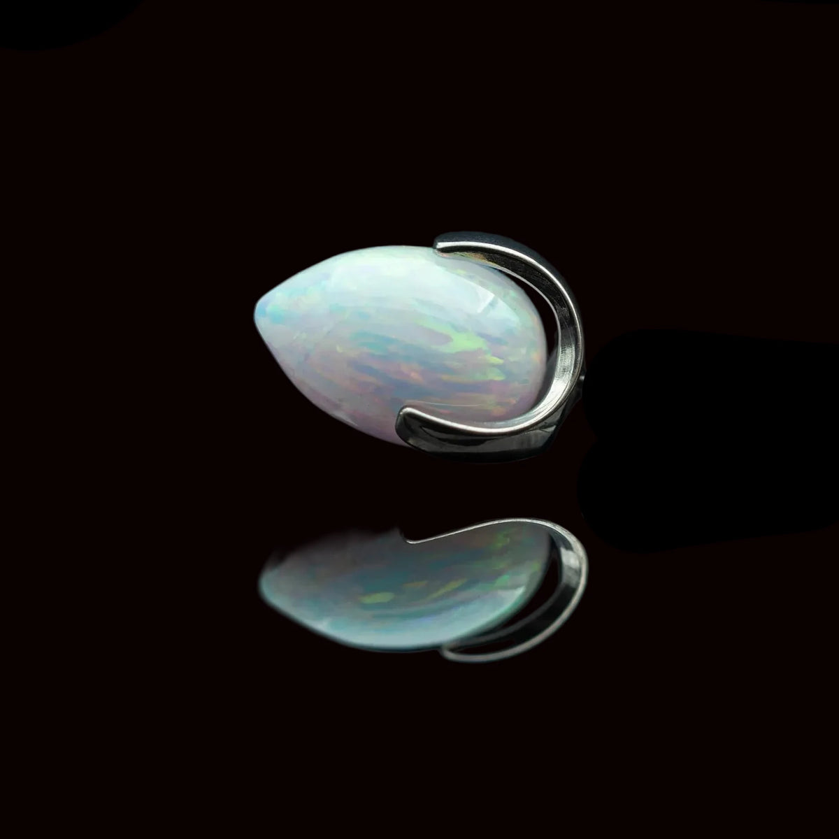 White Opal Bullet Claw 16g Threaded Top Ti.