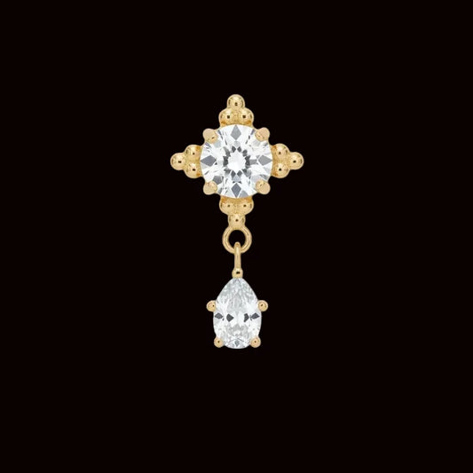 "Zia Pear Dangle" CZ 18k YG